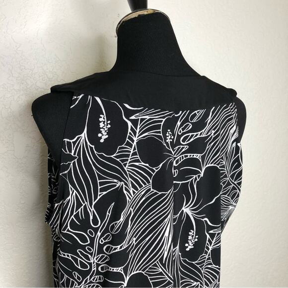 EnFocus Women black and white floral sleeveless shift dress size 14W - Picture 7 of 13